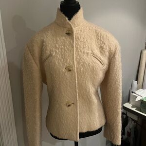 Women's Cream Textured Button-Front Jacket